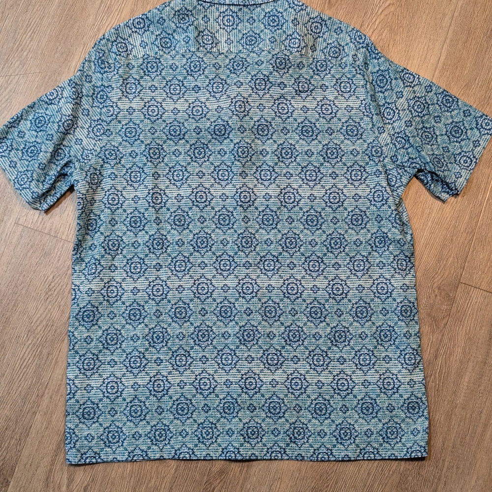 Blue Patterned Casual Button Down Shirt - image 6